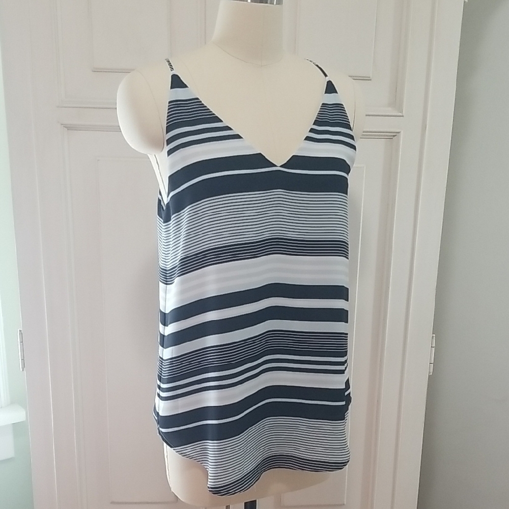 LOFT Navy and White Striped Camisole